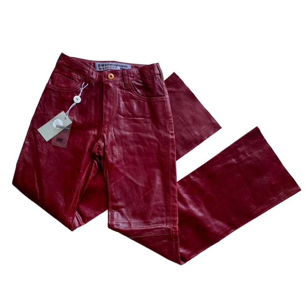 NWT Vintage Parasuco Leather Pants in Burgundy - Picture 9 of 10